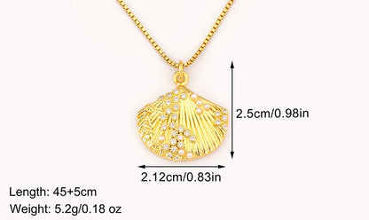New Fashion Lucky Shell Shape Inlaid Pearl Crystal Zircon Pendant Necklace For Women Female 4 Styles Choice Jewelry Gifts - Floq & Raman