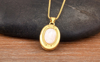New Retro Oval/Round Shape Religious Style Zircon Flip Pendant Necklace For Female Male Lovers Photos Jewelry Accessories - Floq & Raman