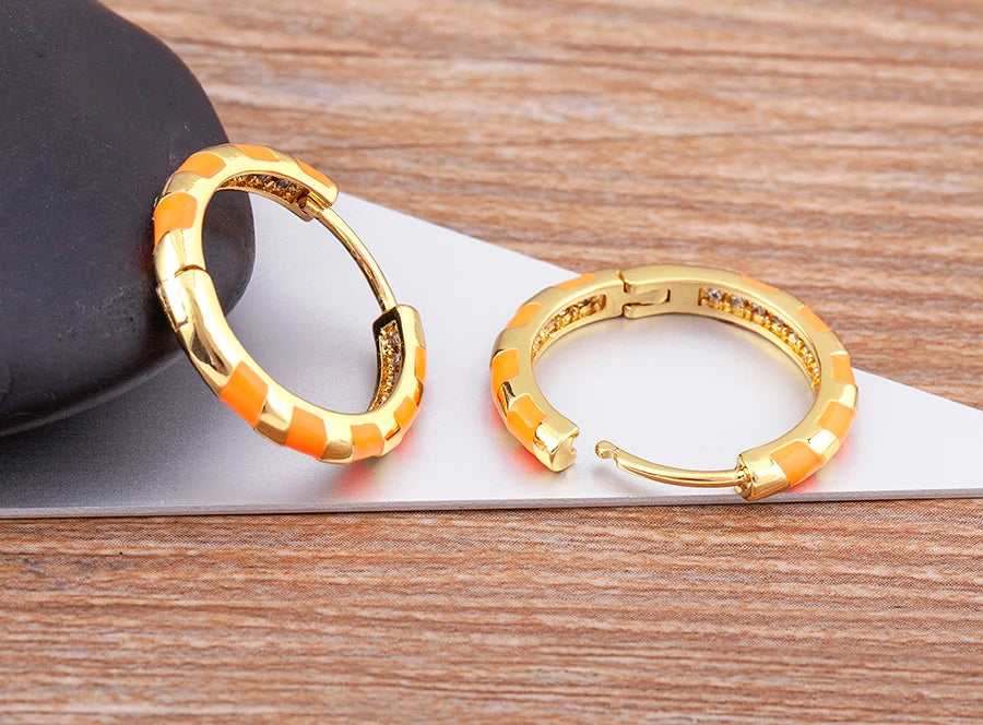 High Quality 6 Candy Colors Inlaid Zebra Stripe Pendant Fashion Earrings Enamel Oil Dripping Women's Simple French Jewelry Gifts - Floq & Raman