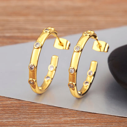 New Popular Snake Shape Cubic Zirconia Big Circle Hoop Earrings For Female Punk Style Daily Party Ear Jewelry Accessories - Floq & Raman