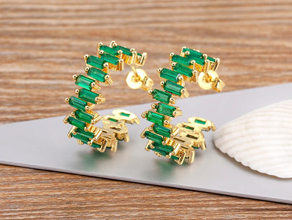 Fashion New Arrival Multicolor Gold Plated Earrings for Women Cubic Zirconia Wedding Female Jewelry Girl Friendship Gifts - Floq & Raman