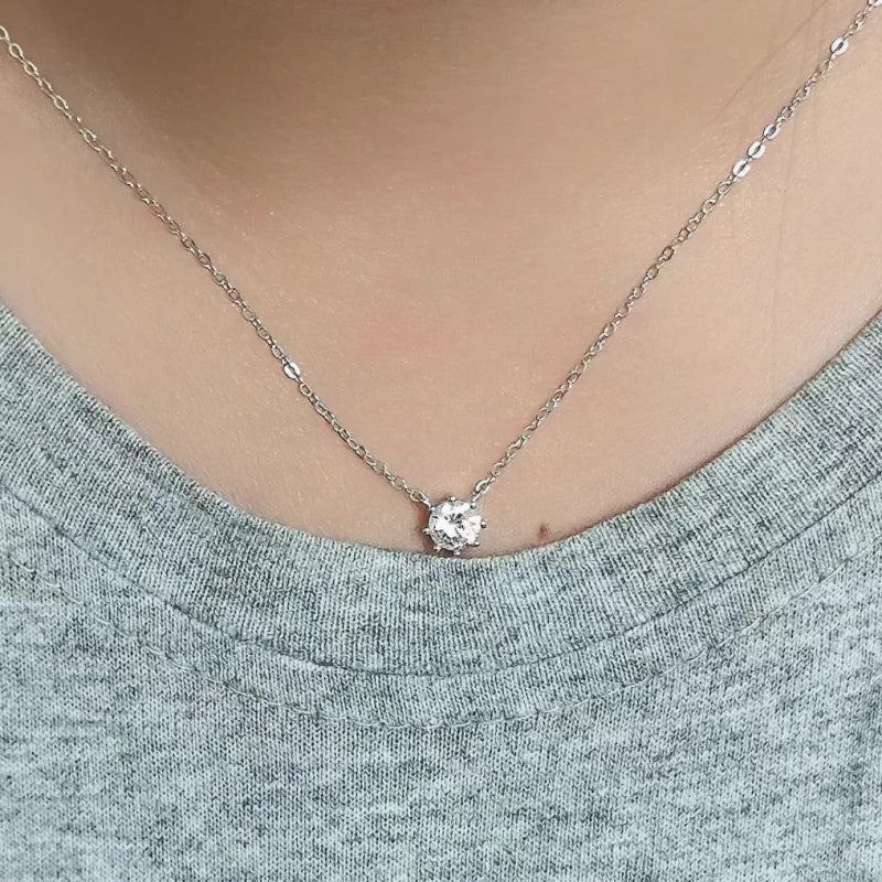 925 Sterling Silver 18k Gold Plated Necklace Versatile Single Sparkling Zircon Clavicle Chain for Women Wedding Jewelry - Floq & Raman