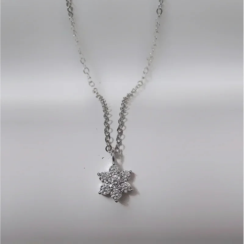 Real 925 Sterling Silver Seven star Zircon Pendant Necklaces for Women Cute Light Luxury Fine Jewelry Minimalist Plant Accessori - Floq & Raman