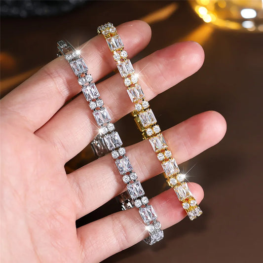 Adjustable Round Bracelet for Women – White Zircon Stone, Vintage Gold Finish – Summer & Wedding Jewelry - Floq & Raman