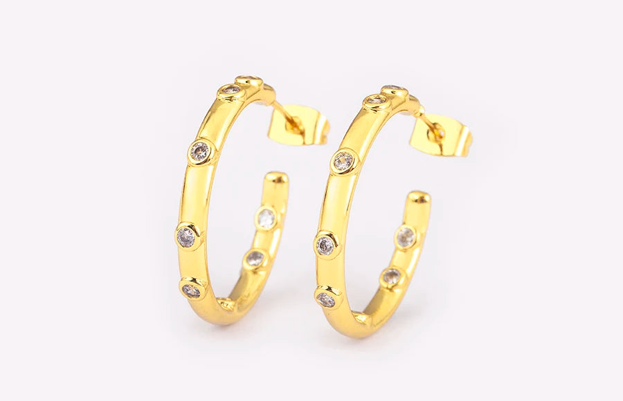 New Popular Snake Shape Cubic Zirconia Big Circle Hoop Earrings For Female Punk Style Daily Party Ear Jewelry Accessories - Floq & Raman
