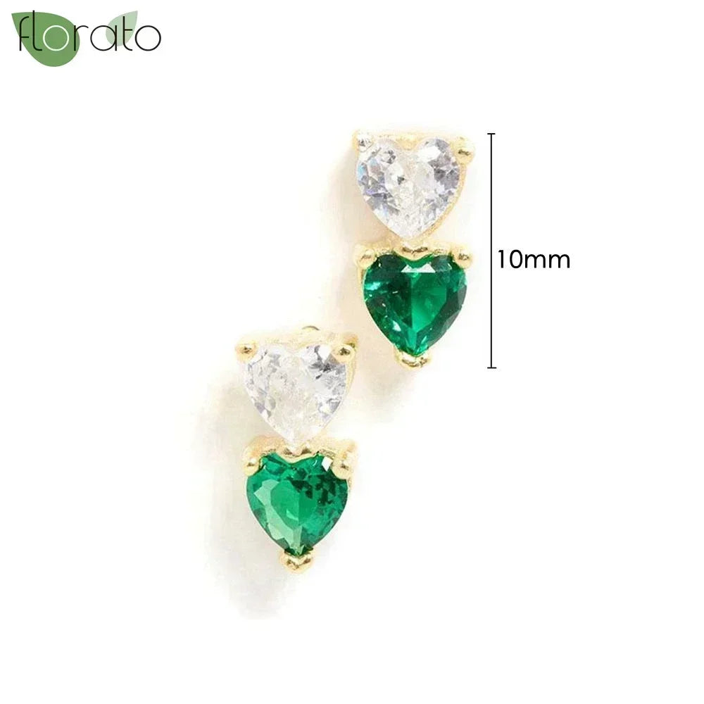 925 Sterling Silver Green Crystal CZ Hoop Earrings for Women | 2023 Luxury Gold Small Huggie Earrings | Fashion Piercing Jewelry - Floq & Raman