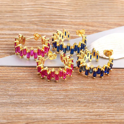 Fashion New Arrival Multicolor Gold Plated Earrings for Women Cubic Zirconia Wedding Female Jewelry Girl Friendship Gifts - Floq & Raman