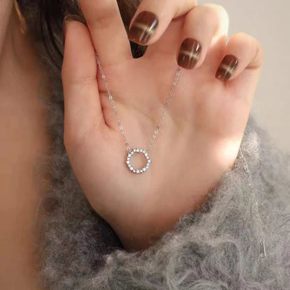 925 Sterling Silver 18K Gold Plating Pavé Crystal Round Star Same Style Necklace Women Fashion Party Jewelry Accessories - Floq & Raman