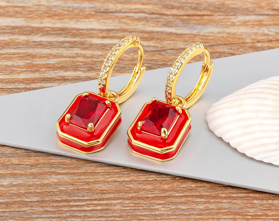 Fashion Geometric Women's Ear Buckle Earrings Zircon Gold Plated Engagement Wedding Birthday Gift Jewelry Accessories - Floq & Raman