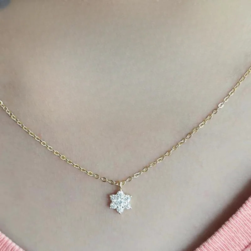 Real 925 Sterling Silver Seven star Zircon Pendant Necklaces for Women Cute Light Luxury Fine Jewelry Minimalist Plant Accessori - Floq & Raman