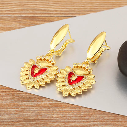 High Quality 6 Styles Sacred Heart Drop Earrings For Women Female Gorgeous Dazzling Ear Jewelry Accessories Party Gifts - Floq & Raman
