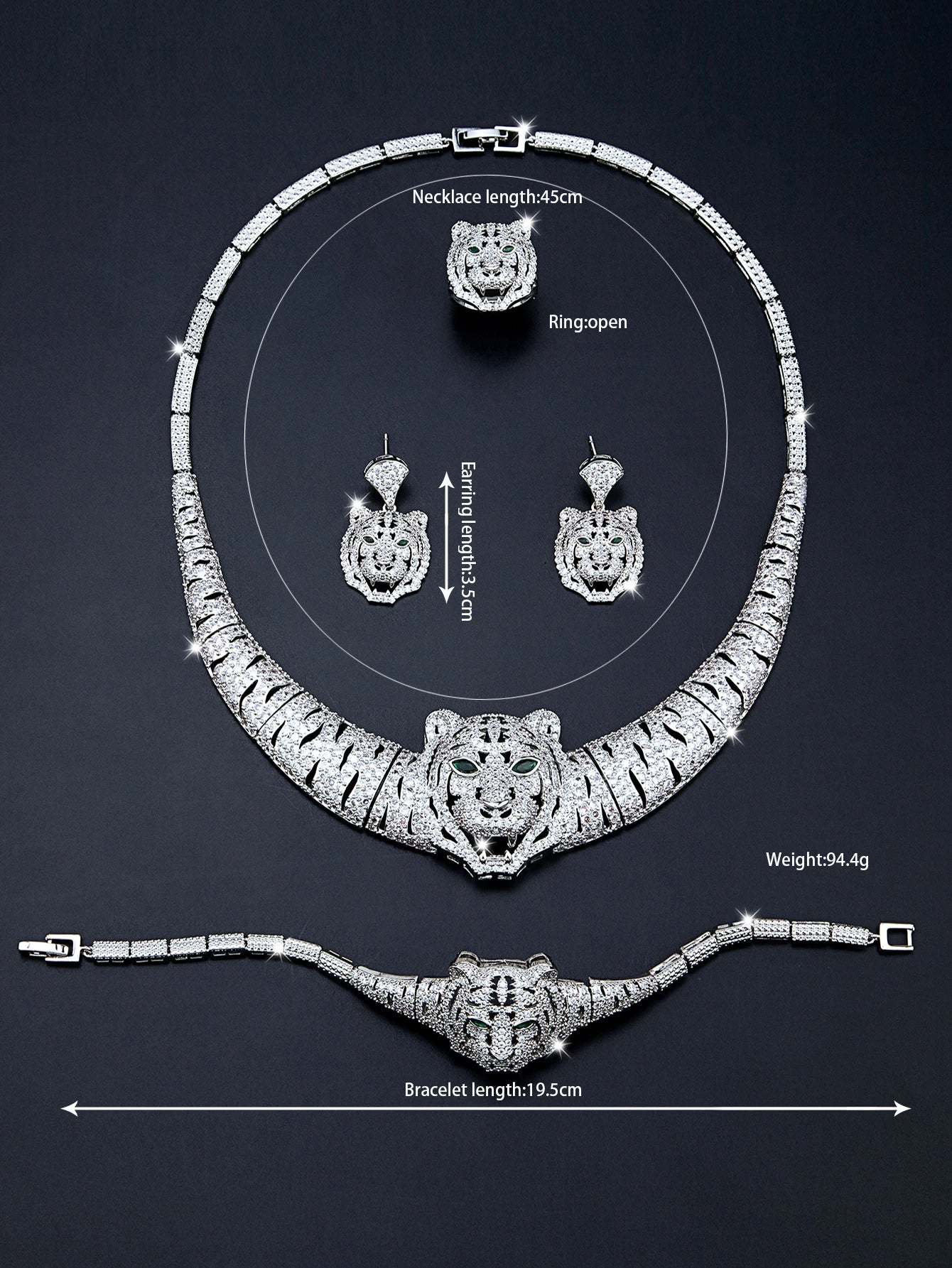 Luxury Bridal Jewelry Set (4 Pieces) – High-End Cubic Zirconia for Women’s Wedding or Special Events - Floq & Raman