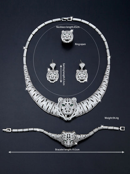 Luxury Bridal Jewelry Set (4 Pieces) – High-End Cubic Zirconia for Women’s Wedding or Special Events - Floq & Raman