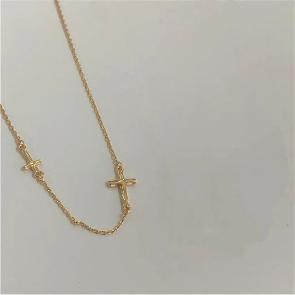 Ladies Cross Necklace S925 Sterling Silver Geometric Collar Chain Exquisite and Small Foldable Necklace Wedding Jewelry - Floq & Raman