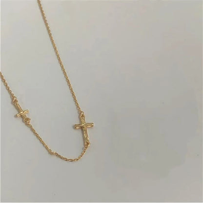 Ladies Cross Necklace S925 Sterling Silver Geometric Collar Chain Exquisite and Small Foldable Necklace Wedding Jewelry - Floq & Raman