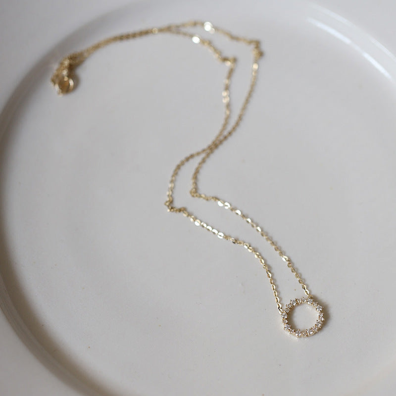 925 Sterling Silver 18K Gold Plating Pavé Crystal Round Star Same Style Necklace Women Fashion Party Jewelry Accessories - Floq & Raman