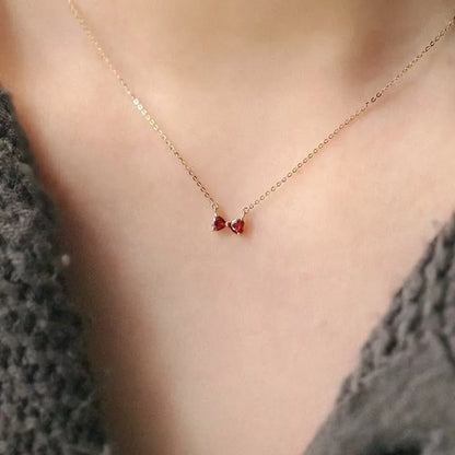 Korean Sweet 5A Zircon Bow 14K Gold Necklace for Women 925 Sterling Silver Temperament Jewelry Gift - Floq & Raman