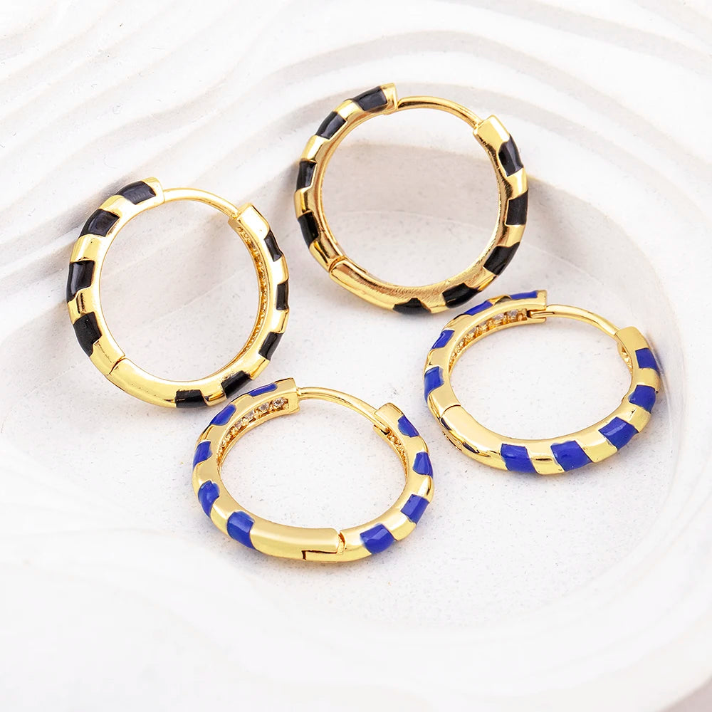 High Quality 6 Candy Colors Inlaid Zebra Stripe Pendant Fashion Earrings Enamel Oil Dripping Women's Simple French Jewelry Gifts - Floq & Raman