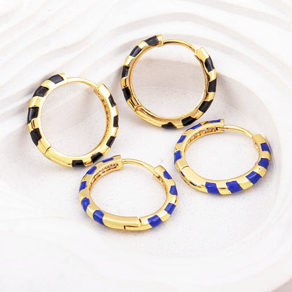 High Quality 6 Candy Colors Inlaid Zebra Stripe Pendant Fashion Earrings Enamel Oil Dripping Women's Simple French Jewelry Gifts - Floq & Raman