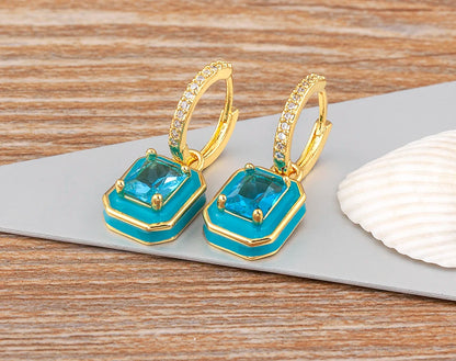 Fashion Geometric Women's Ear Buckle Earrings Zircon Gold Plated Engagement Wedding Birthday Gift Jewelry Accessories - Floq & Raman