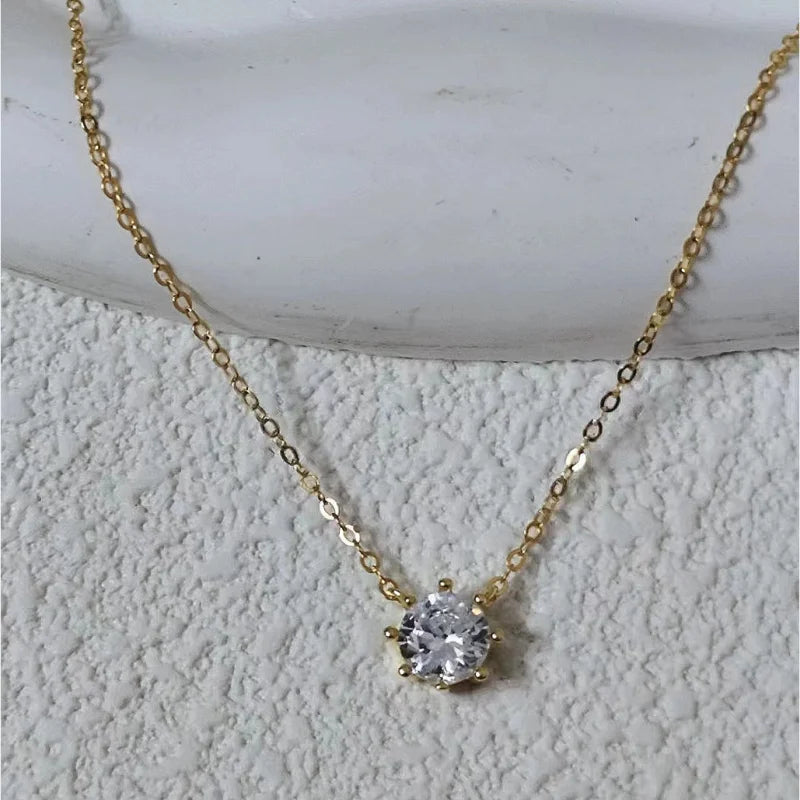 New 100% 925 Sterling Silver Necklace For Women 18K gold Plated 5A Zircon Pendant Eight Claw Necklace Money Fine Jewelry - Floq & Raman