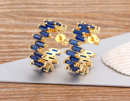 Fashion New Arrival Multicolor Gold Plated Earrings for Women Cubic Zirconia Wedding Female Jewelry Girl Friendship Gifts - Floq & Raman