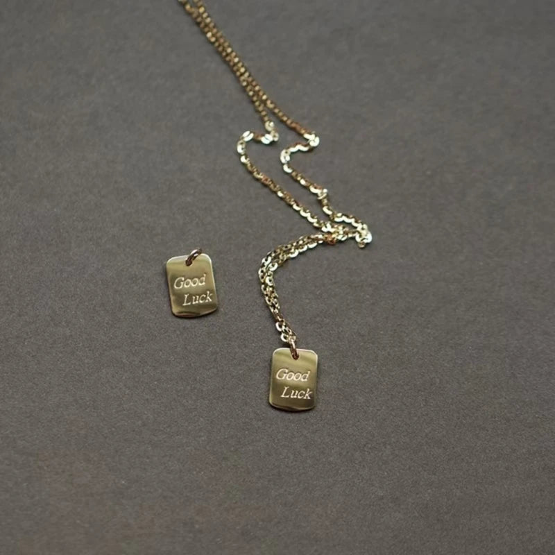 925 Sterling Silver Simple Initial Good Luck Pendant Clavicle Choker Necklace for Women Fashion 14k Gold Plated Jewelry - Floq & Raman