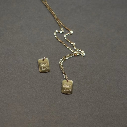 925 Sterling Silver Simple Initial Good Luck Pendant Clavicle Choker Necklace for Women Fashion 14k Gold Plated Jewelry - Floq & Raman