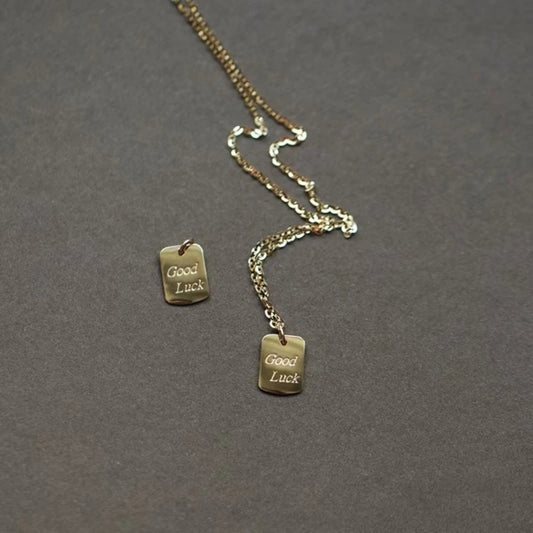 925 Sterling Silver Simple Initial Good Luck Pendant Clavicle Choker Necklace for Women Fashion 14k Gold Plated Jewelry - Floq & Raman