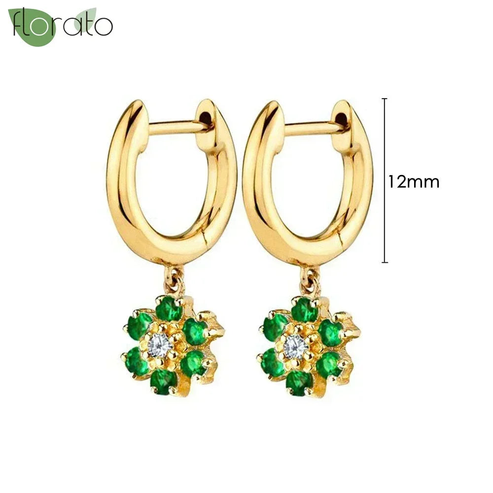 925 Sterling Silver Green Crystal CZ Hoop Earrings for Women | 2023 Luxury Gold Small Huggie Earrings | Fashion Piercing Jewelry - Floq & Raman