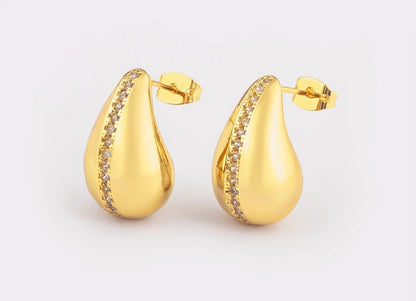 Classic High Quality Water Drop Shape Gold/Silver Color Women Girls Fashion Zircon Earrings Wedding Jewelry New Year Gift - Floq & Raman