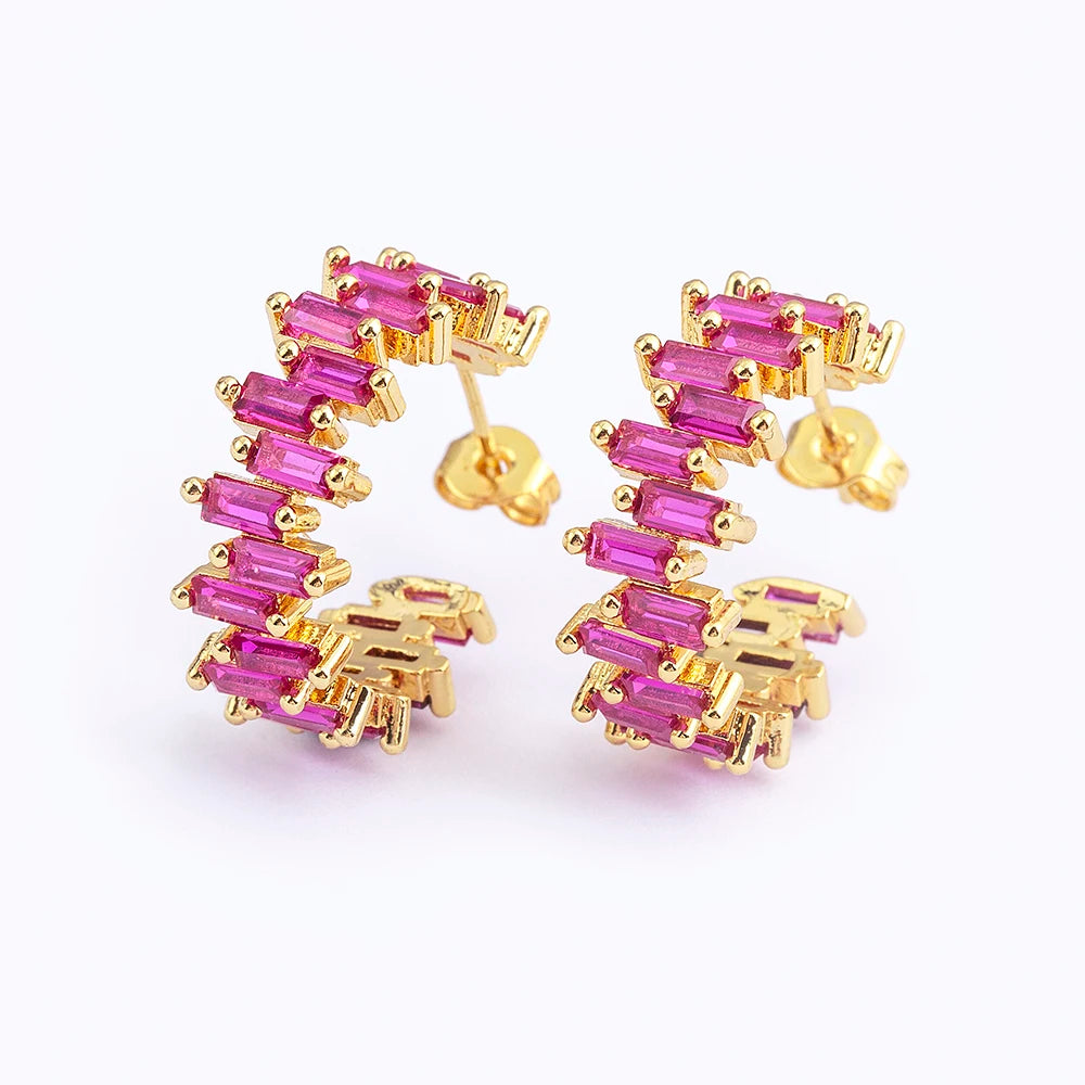 Fashion New Arrival Multicolor Gold Plated Earrings for Women Cubic Zirconia Wedding Female Jewelry Girl Friendship Gifts - Floq & Raman