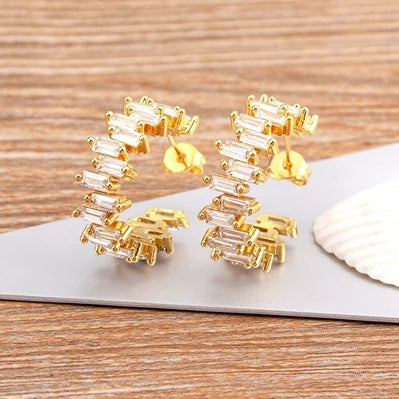 Fashion New Arrival Multicolor Gold Plated Earrings for Women Cubic Zirconia Wedding Female Jewelry Girl Friendship Gifts - Floq & Raman