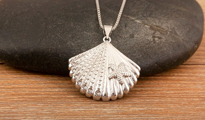 New Fashion Lucky Shell Shape Inlaid Pearl Crystal Zircon Pendant Necklace For Women Female 4 Styles Choice Jewelry Gifts - Floq & Raman