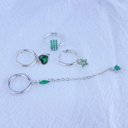 925 Sterling Silver Green Crystal CZ Hoop Earrings for Women | 2023 Luxury Gold Small Huggie Earrings | Fashion Piercing Jewelry - Floq & Raman