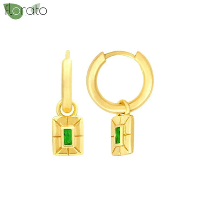 925 Sterling Silver Green Crystal CZ Hoop Earrings for Women | 2023 Luxury Gold Small Huggie Earrings | Fashion Piercing Jewelry - Floq & Raman