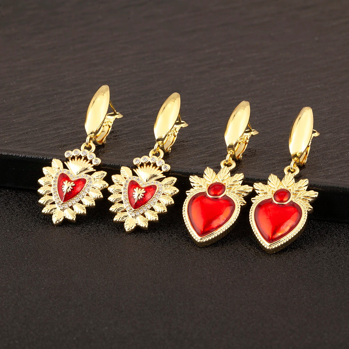 High Quality 6 Styles Sacred Heart Drop Earrings For Women Female Gorgeous Dazzling Ear Jewelry Accessories Party Gifts - Floq & Raman