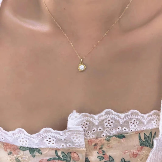 New S925 sterling silver rose necklace for women plated 18K gold temperament high-grade design sense diamond flower - Floq & Raman