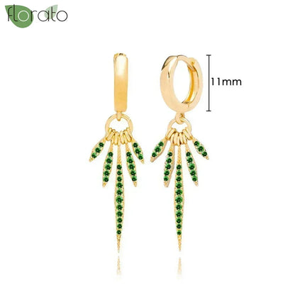 925 Sterling Silver Green Crystal CZ Hoop Earrings for Women | 2023 Luxury Gold Small Huggie Earrings | Fashion Piercing Jewelry - Floq & Raman