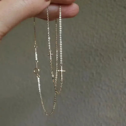 Ladies Cross Necklace S925 Sterling Silver Geometric Collar Chain Exquisite and Small Foldable Necklace Wedding Jewelry - Floq & Raman