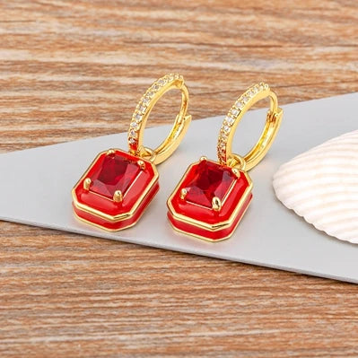 Fashion Geometric Women's Ear Buckle Earrings Zircon Gold Plated Engagement Wedding Birthday Gift Jewelry Accessories - Floq & Raman