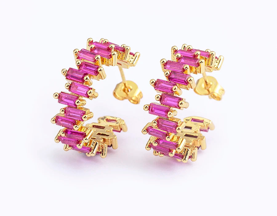 Fashion New Arrival Multicolor Gold Plated Earrings for Women Cubic Zirconia Wedding Female Jewelry Girl Friendship Gifts - Floq & Raman