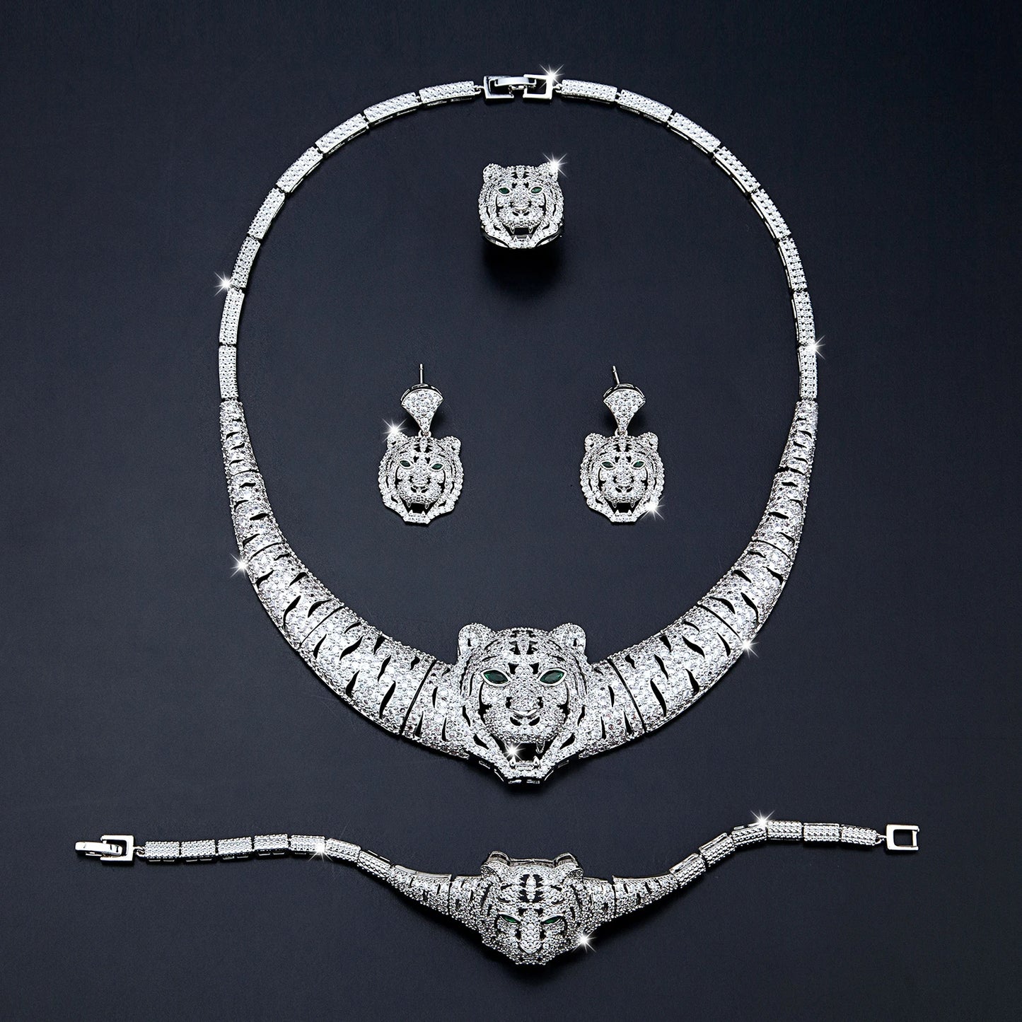 Luxury Bridal Jewelry Set (4 Pieces) – High-End Cubic Zirconia for Women’s Wedding or Special Events - Floq & Raman