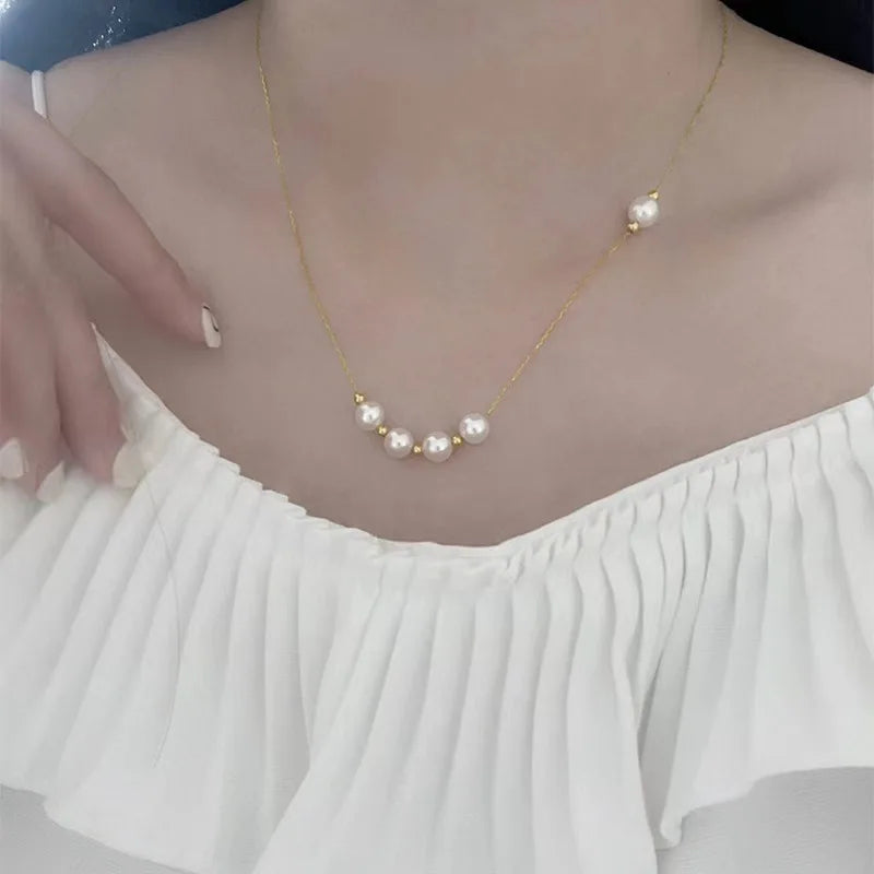 Read 925 Sterling Silver Pearl Bead Necklace for Women Circular Temperament Grace Engagement Jewelry Gift - Floq & Raman