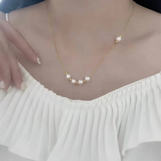 Read 925 Sterling Silver Pearl Bead Necklace for Women Circular Temperament Grace Engagement Jewelry Gift - Floq & Raman