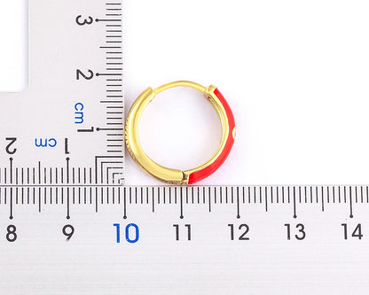 New Minimalist Candy Colors Enamel Round Hoop Earrings for Women Zircon Piercing Cartilage Huggie Ear Jewelry Wedding Gift - Floq & Raman