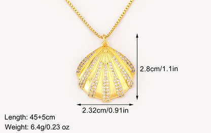 New Fashion Lucky Shell Shape Inlaid Pearl Crystal Zircon Pendant Necklace For Women Female 4 Styles Choice Jewelry Gifts - Floq & Raman