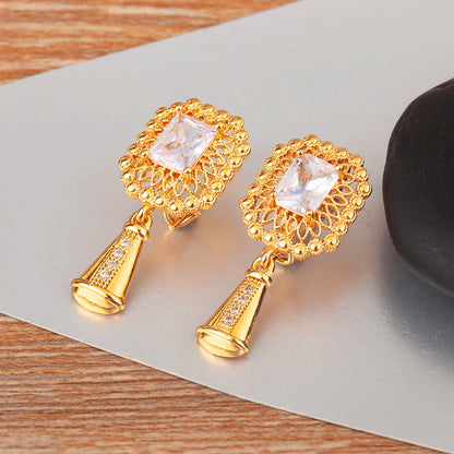 High Quality Rectangle/Evil Eye Shape Elegant Aesthetic Drop Earrings For Female Vintage Ear Jewelry Wedding Party Gifts - Floq & Raman