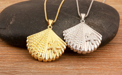 New Fashion Lucky Shell Shape Inlaid Pearl Crystal Zircon Pendant Necklace For Women Female 4 Styles Choice Jewelry Gifts - Floq & Raman