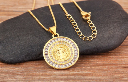 New Retro Oval/Round Shape Religious Style Zircon Flip Pendant Necklace For Female Male Lovers Photos Jewelry Accessories - Floq & Raman